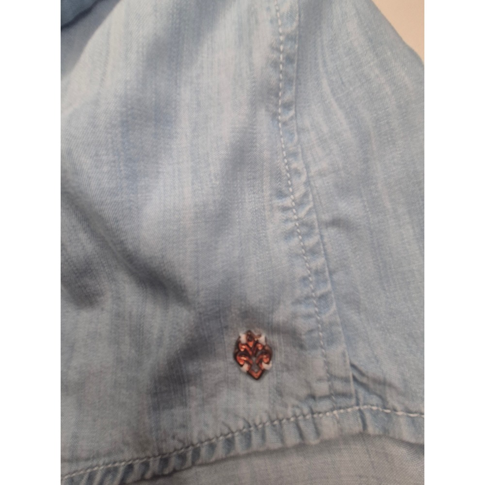 Hatley Womens Light Wash Lyocell Denim Button Down Shirt Small Blue Striped Trim - Picture 5 of 10